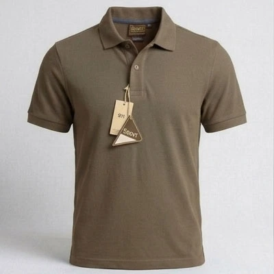 Classic Men's Piqué Polo Shirt (S, Khaki Brown, Budget (140 GSM), No Printing)